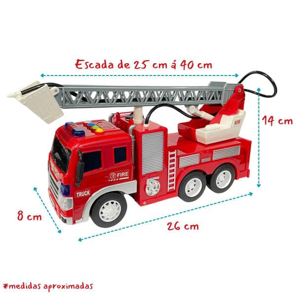 Imagem de Carrinho Caminhão De Bombeiro Articulado A Fricção Solta Água Com Luz e Som - Zippy Toys