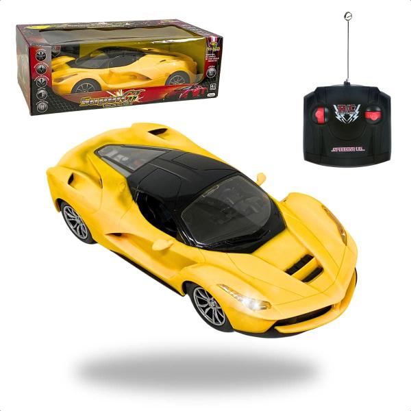 Imagem de Carrinho Carro Controle Remoto De Brinquedo Para Meninos Corrida Esportivo Ferrari Vermelha Bugatti Azul Verde Divertido