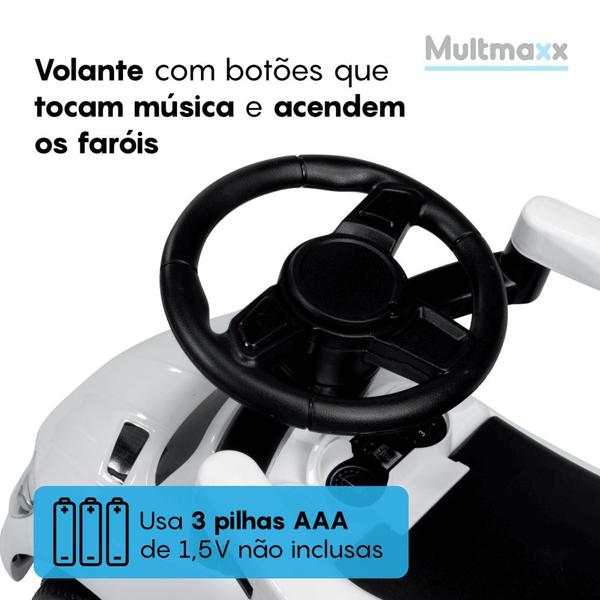 Imagem de Carrinho Carro de Passeio Infantil com Empurrador e Buzina até 30Kg Multmaxx Branco