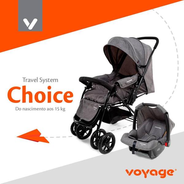 Imagem de Carrinho com Bebê Conforto Travel System Choice Voyage Cinza Melange