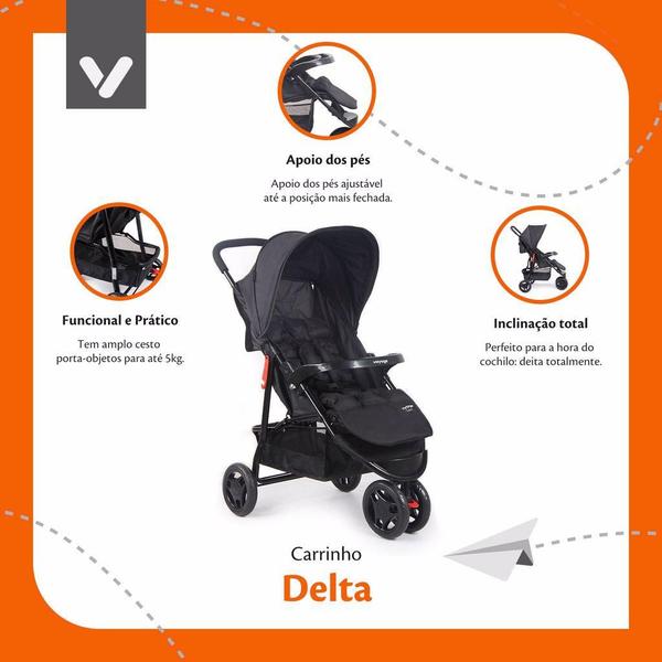 Imagem de Carrinho com Bebê Conforto Travel System Delta Duo Pro Voyage Rosa Mescla