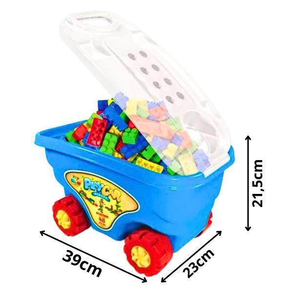 Imagem de Carrinho Com Blocos De Montar De Brinquedo Coloridos 48 Peças Infantil Playcar Bloco GGB Brinquedos