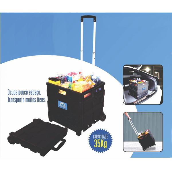 Carrinho Compras Carga Cesto Transporte Dobrável Tipo Maleta - Fácil Negócio Importação Imagem de Carrinho Compras Carga Cesto Transporte Dobrável Tipo Maleta