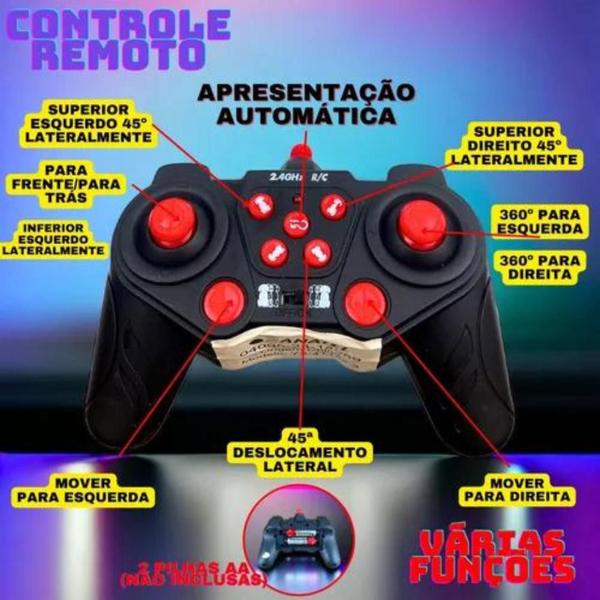 Imagem de Carrinho Controle Remoto 4x4 Acrobático Drift 360º com Luz de LED e Bateria Recarregável - Super Resistente e Radical para Crianças