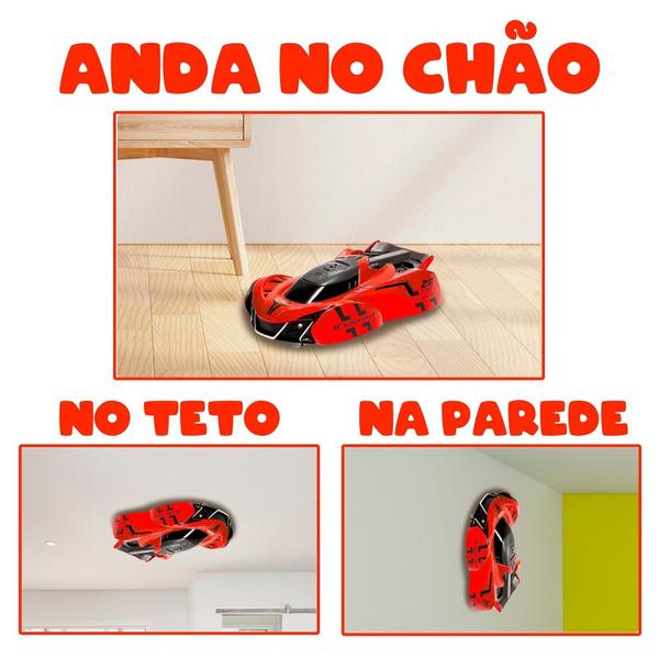 Imagem de Carrinho Controle Remoto Anda Na Parede E Teto Gravidade Zero Bateria Recarregável Dm Toys