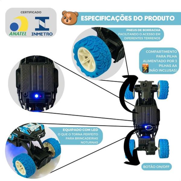 Imagem de Carrinho Controle Remoto Brinquedo Jeep Pickup Rally Trilhha Off-Road Verde e Azul