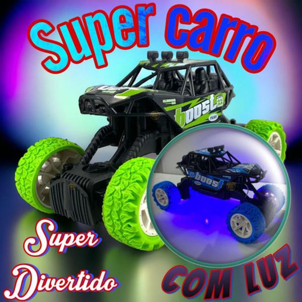 Imagem de Carrinho Controle Remoto Brinquedo Jeep Pickup Rally Trilhha Off-Road Verde e Azul