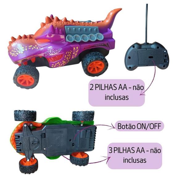 Imagem de Carrinho Controle Remoto Dinossauro Grande Jurassic Turbo