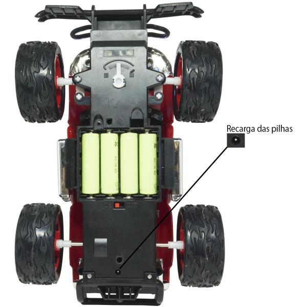 Imagem de Carrinho Controle Remoto Elétrico Recarregável Picape Monster Car Off Road Importway Vermelho BW026