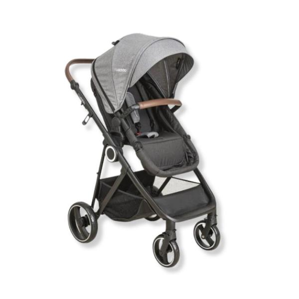 Imagem de Carrinho cosmos melange grafite  + bebe conforto casulo click preto + base - kiddo