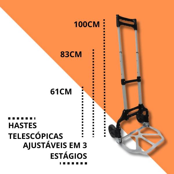 Imagem de Carrinho de Alumínio Dobrável para Carga 80Kg