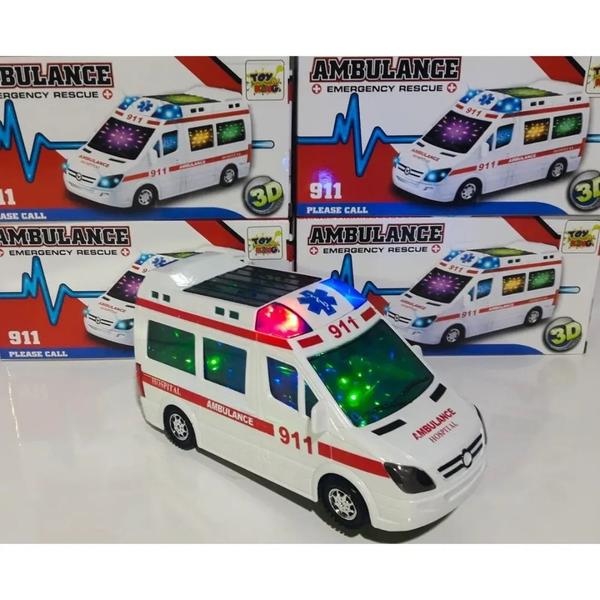 Imagem de Carrinho De Ambulância Hospital Com Som Leds Bate E Volta(Branco)