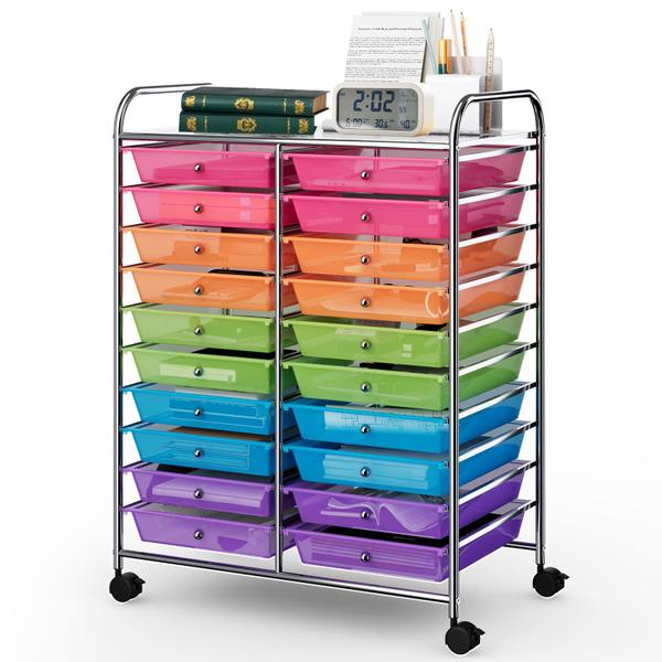 Imagem de Carrinho de armazenamento rolante COSTWAY 20-Drawer for Tools Scrapbook