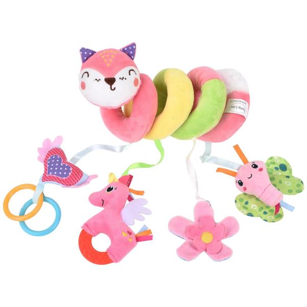 Imagem de Carrinho de Assento de Carro com Brinquedo Sensorial de Pelúcia - Raposa Rosa para Bebês