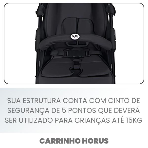 Imagem de Carrinho de Bebê 0 até 15Kg 3 Rodas Hórus II Capota Retratil 