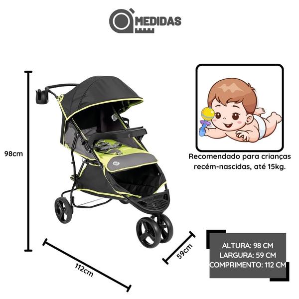 Imagem de Carrinho De Bebê (Até 15 Kg) Tutti Baby Evo Preto e Verde