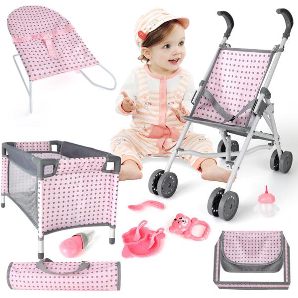 Imagem de Carrinho de bebê Baby Doll Strob Bed Nursery Role Play Set DeAO