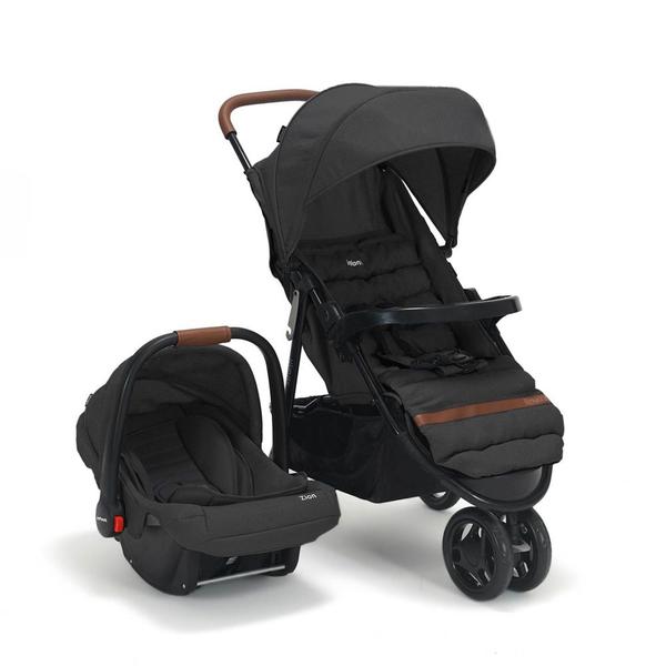 Imagem de Carrinho de Bebê Breeze preto com Bebê Conforto Infanti