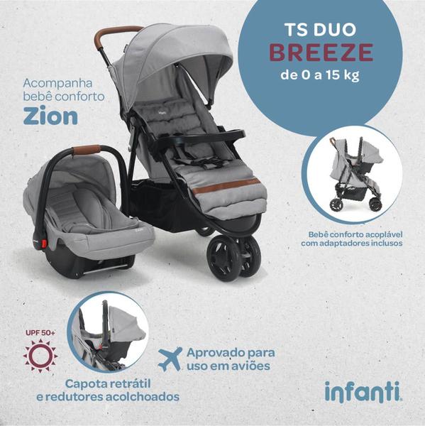 Imagem de Carrinho de Bebê Breeze preto com Bebê Conforto Infanti