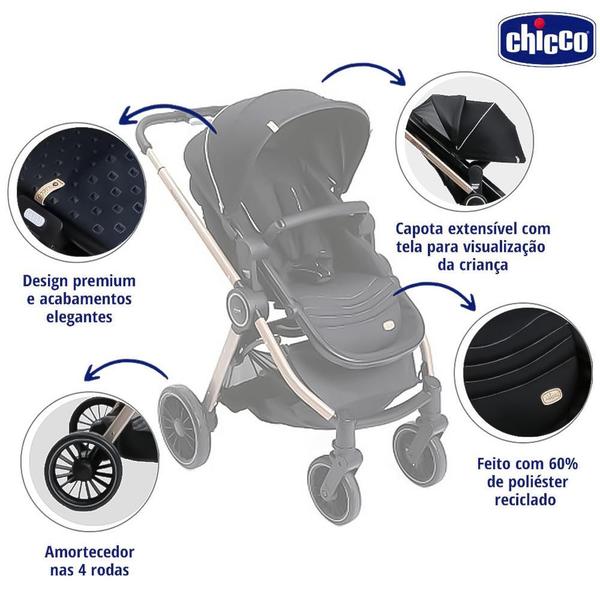 Imagem de Carrinho de Bebê Chicco Best Friends Pro Black Re_lux 0 a 15kg