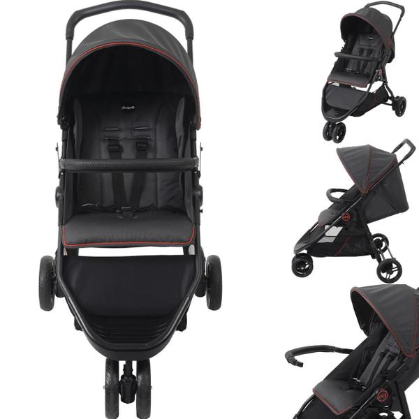 Imagem de Carrinho de Bebe com Bebe Conforto Base Burigotto CR3 Gray Red