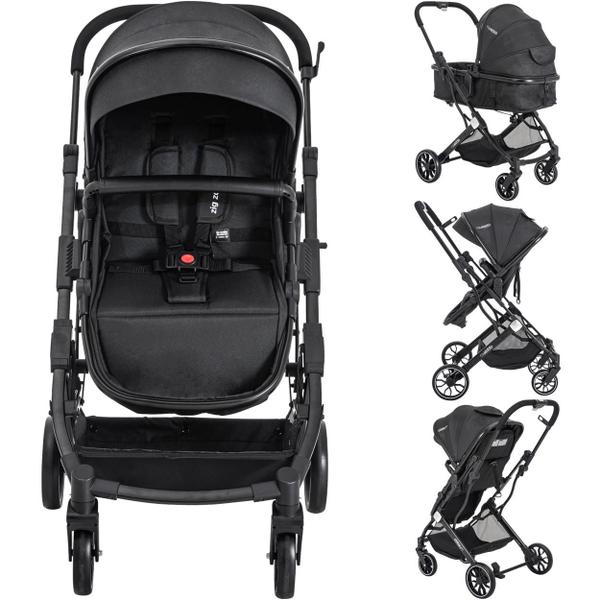 Imagem de Carrinho de Bebe com Bebe Conforto Base Kiddo Zig Zag Preto