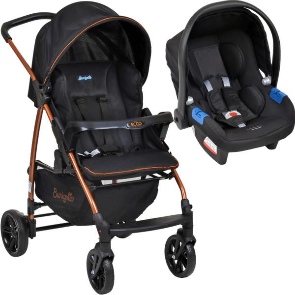 Imagem de Carrinho de Bebe com Bebe Conforto Burigotto Ecco Preto Cobre