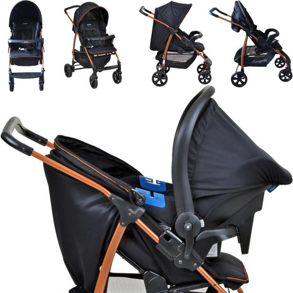 Imagem de Carrinho de Bebe com Bebe Conforto Burigotto Ecco Preto Cobre