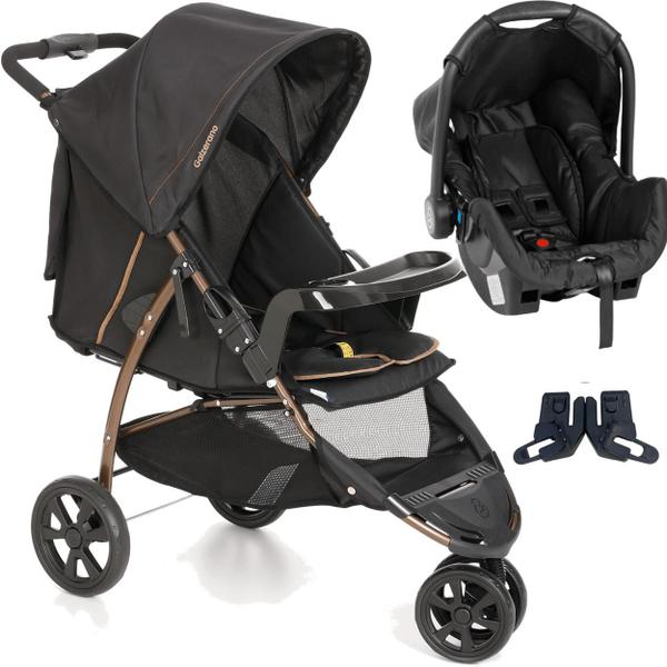 Imagem de Carrinho de Bebe com Bebe Conforto Galzerano Cross Preto Cobre