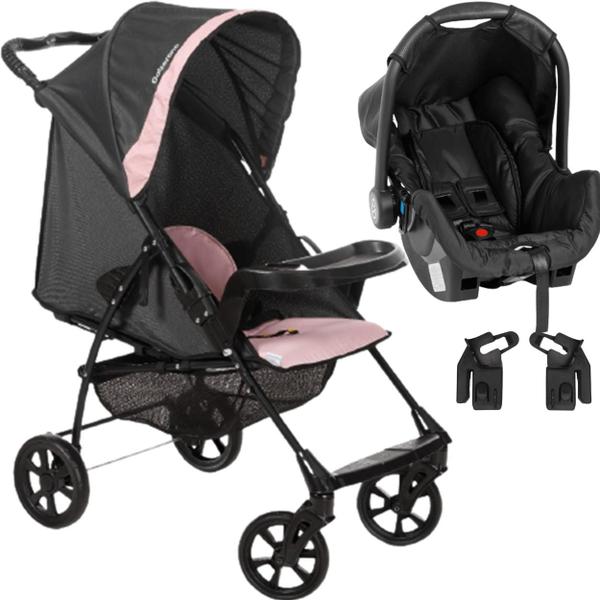 Imagem de Carrinho de Bebe com Bebe Conforto Galzerano Romano Rosa