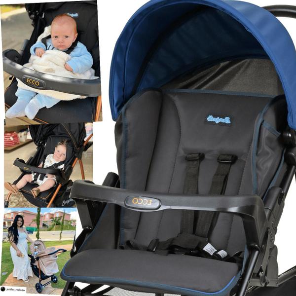 Imagem de Carrinho de Bebe com Bebe Conforto Moises Burigotto CZ Azul