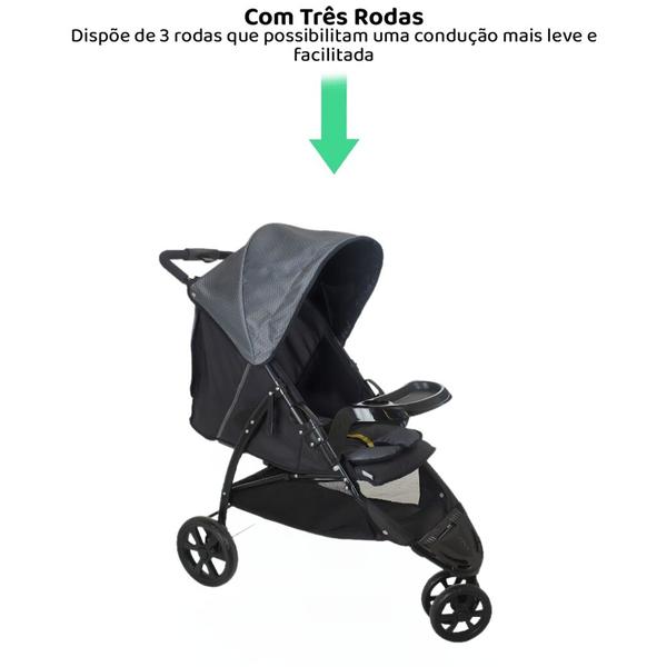 Imagem de Carrinho De Bebê Cross Trail Cinza Preto (0-15kg) Galzerano