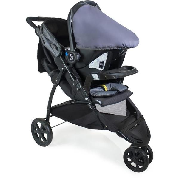 Imagem de Carrinho De Bebê Cross Trail Cinza Preto E Bebê Conforto