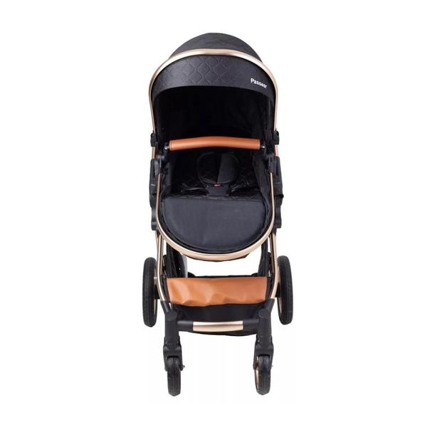 Imagem de Carrinho de bebe europeu luxo 3 em 1 ares plus preto - passear baby