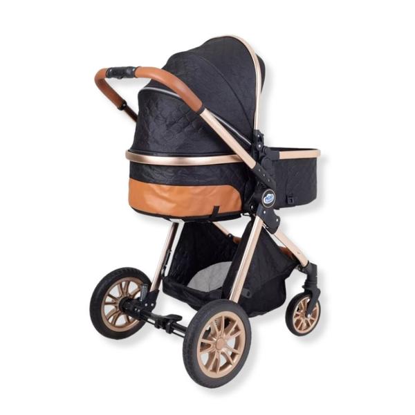 Imagem de Carrinho de bebe europeu luxo 3 em 1 ares plus preto - passear baby