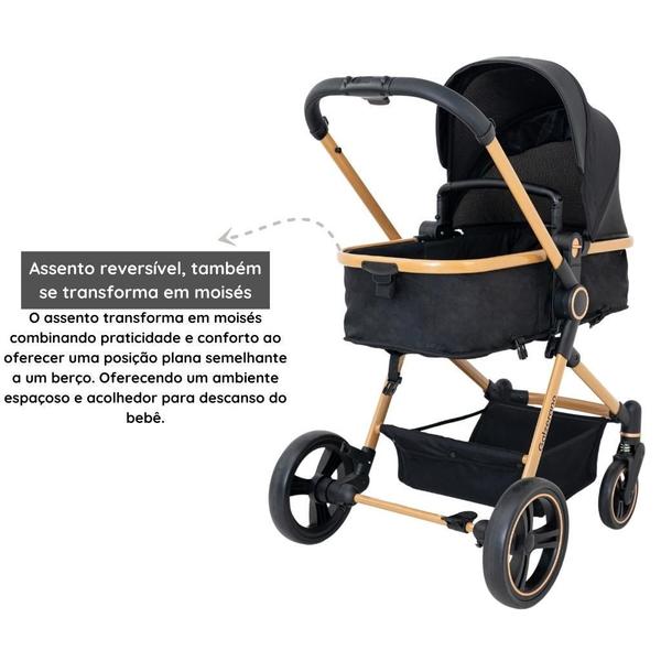 Imagem de Carrinho De Bebê Galzerano Ivy Gold Com Bebê Conforto E Base