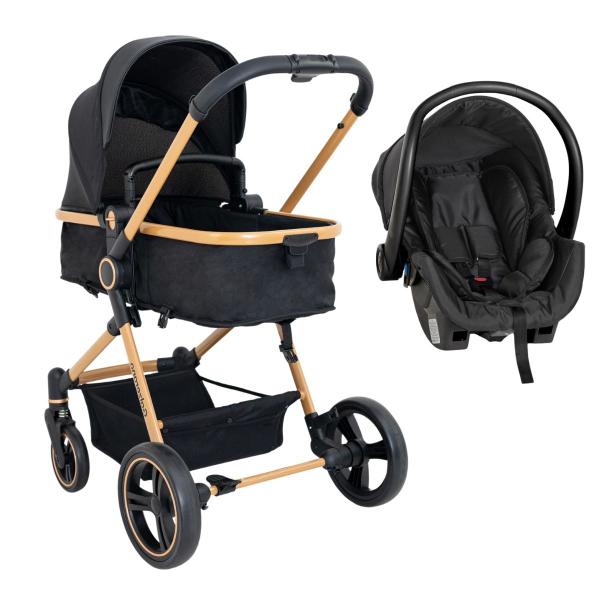 Imagem de Carrinho De Bebê Galzerano Ivy Gold E Bebê Conforto Preto