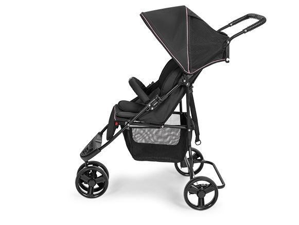 Imagem de Carrinho de Bebê Horus 3 Rodas Berço Passeio 0 A 15kg Preto e Rosa - Tutti Baby