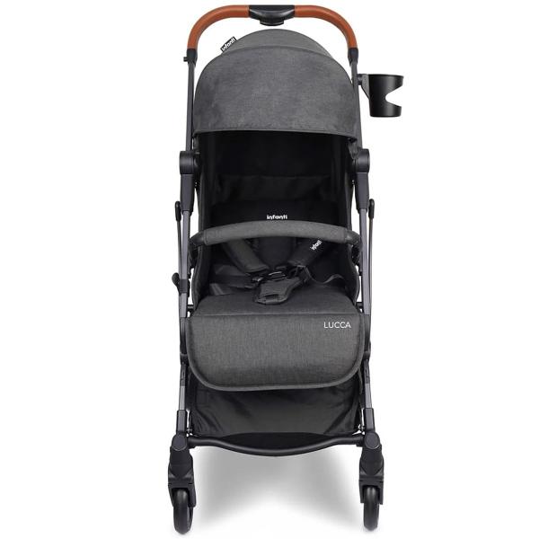 Imagem de Carrinho de Bebê Infanti Lucca Fecha com Uma Mão Berço Passeio Reclinável Leve Compacto Dobrável Para Viagem 0 a 15 Kg Preto Capota UV50+