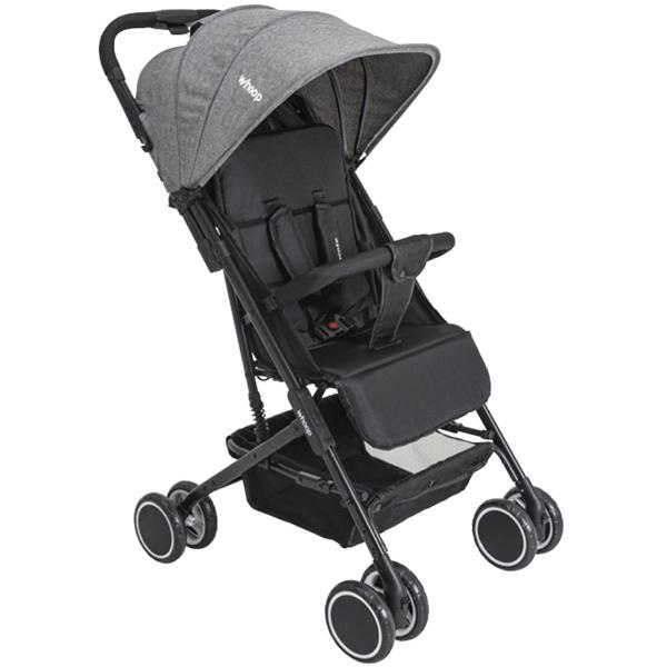 Imagem de Carrinho de Bebê Kiddo Mascote Whoop Berço Passeio Fecha com Uma Mão Travel System Leve Compacto Dobrável Para Viagem 0 a 15 Kg Cinza Melange Grafite