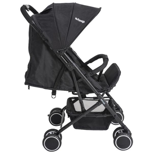 Imagem de Carrinho de Bebê Kiddo Mascote Whoop Berço Passeio Fecha com Uma Mão Travel System Reclinável Leve Compacto Dobrável Para Viagem 0 a 15 Kg Preto