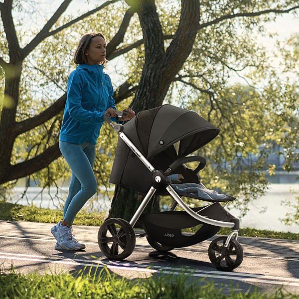 Imagem de Carrinho de Bebê Litet 0-15 kg Jogger Sway Preto 3 Rodas Leve e Compacto