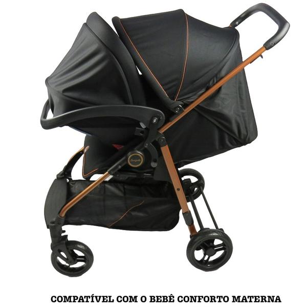 Imagem de Carrinho de Bebê Lui Preto Cobre Bebê Conforto e Base Isofix