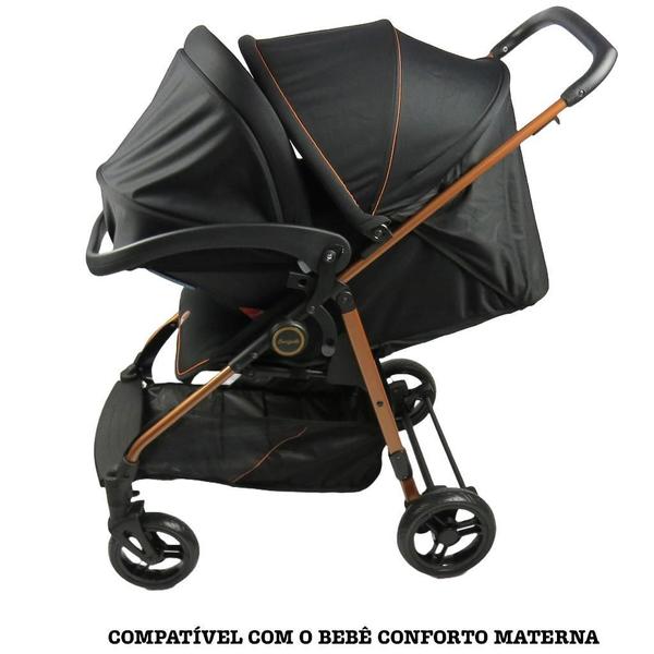 Imagem de Carrinho De Bebê Lui Preto Cobre Bebê Conforto E Base Isofix