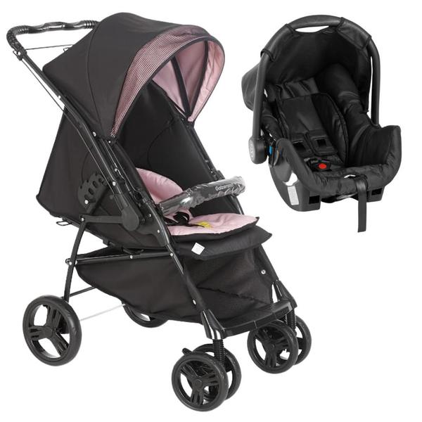 Imagem de Carrinho de Bebê Maranello II Preto Rosa e Bebê Conforto