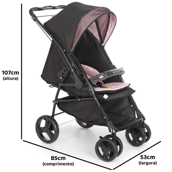 Imagem de Carrinho De Bebê Maranello Ii Preto Rosa E Bebê Conforto