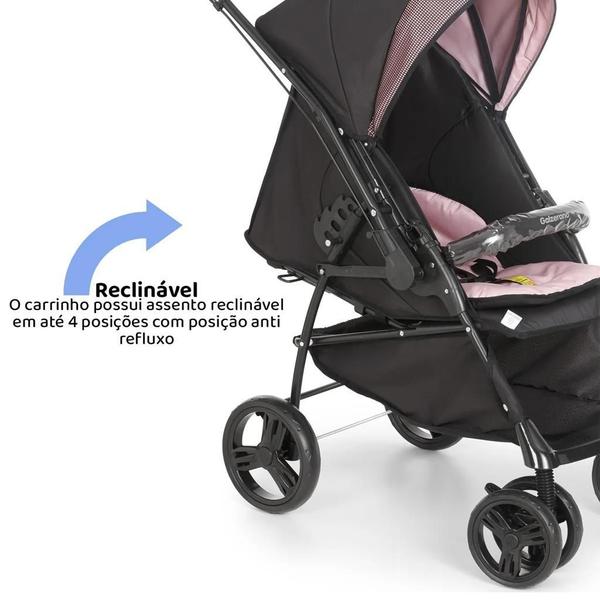 Imagem de Carrinho De Bebê Maranello Ii Preto Rosa E Bebê Conforto