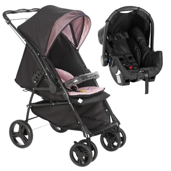 Imagem de Carrinho De Bebê Maranello Ii Preto Rosa E Bebê Conforto