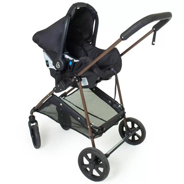 Imagem de Carrinho de bebe moises napoli preto dourado + bebe conforto grid + base - galzerano