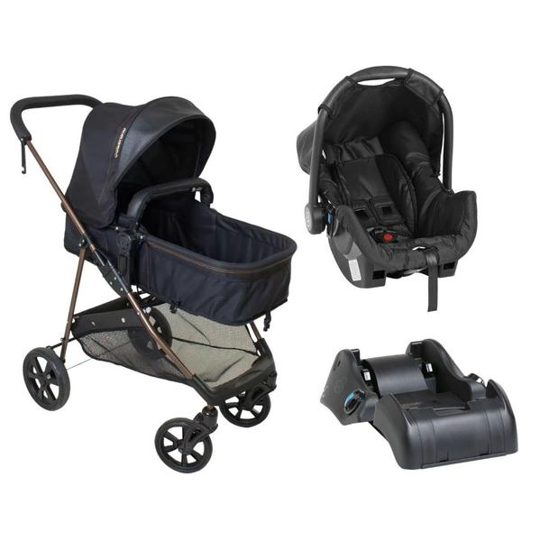 Imagem de Carrinho de bebe moises napoli preto dourado + bebe conforto grid + base - galzerano